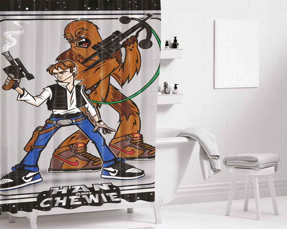 Han And Chewy Bathroom Shower Curtain Fabric Waterproof | 66 X 72 Inch