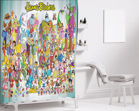 Hanna Barbera All Cartoon Characters Bathroom Shower Curtain Fabric Waterproof | 66 X 72 Inch