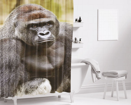 Harambe The Gorilla Bathroom Shower Curtain Fabric Waterproof | 66 X 72 Inch