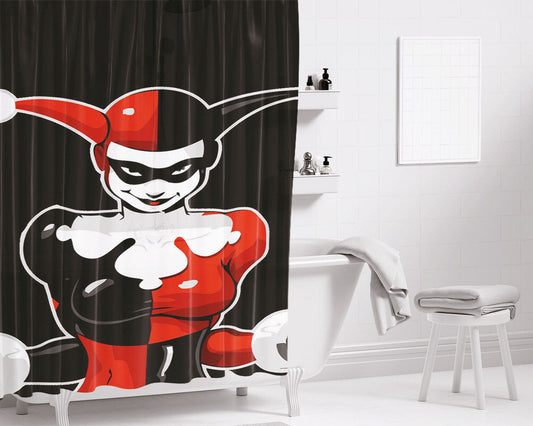 Harley Quinn Cartoon Costume Bathroom Shower Curtain Fabric Waterproof | 66 X 72 Inch