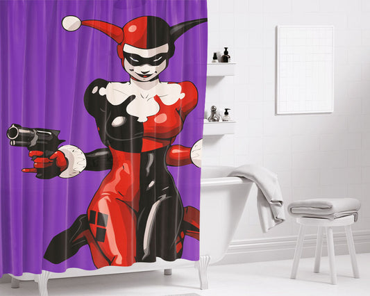 Harley Quinn Purple Bathroom Shower Curtain Fabric Waterproof | 66 X 72 Inch