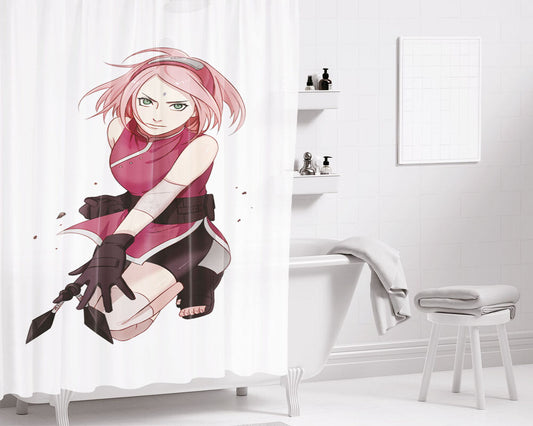 Haruno Sakura Bathroom Shower Curtain Fabric Waterproof | 66 X 72 Inch