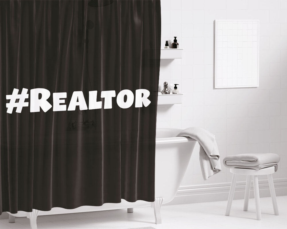 Hashtag Realtor Bathroom Shower Curtain Fabric Waterproof | 66 X 72 Inch