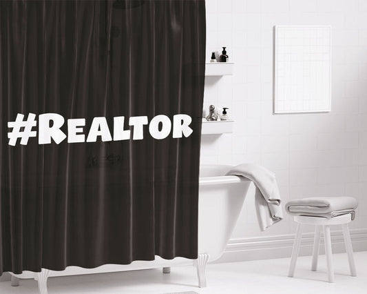 Hashtag Realtor Bathroom Shower Curtain Fabric Waterproof | 66 X 72 Inch