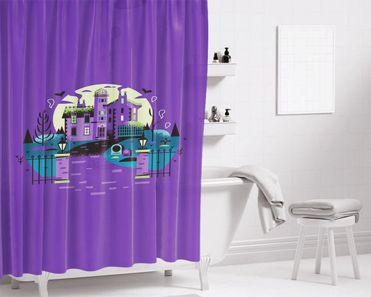 Haunted Mansion House Bathroom Shower Curtain Fabric Waterproof | 66 X 72 Inch