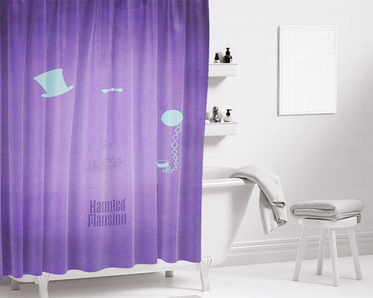 Haunted Mansion Minimalist Poster Bathroom Shower Curtain Fabric Waterproof | 66 X 72 Inch