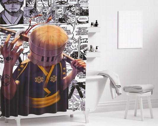 Heart Pirates Comics Bathroom Shower Curtain Fabric Waterproof | 66 X 72 Inch