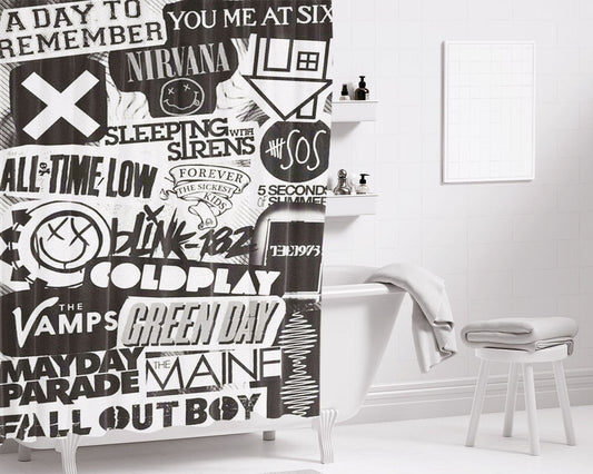 Heavy Metal Rock Band Logo Bathroom Shower Curtain Fabric Waterproof | 66 X 72 Inch