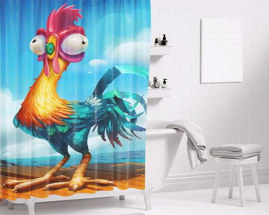 Hei Hei Chicken Moana Art Bathroom Shower Curtain Fabric Waterproof | 66 X 72 Inch