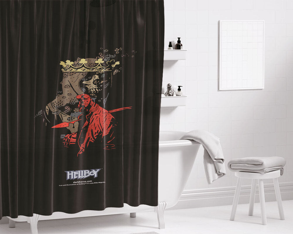 Hellboy Artwork Skull Throne Bathroom Shower Curtain Fabric Waterproof | 66 X 72 Inch