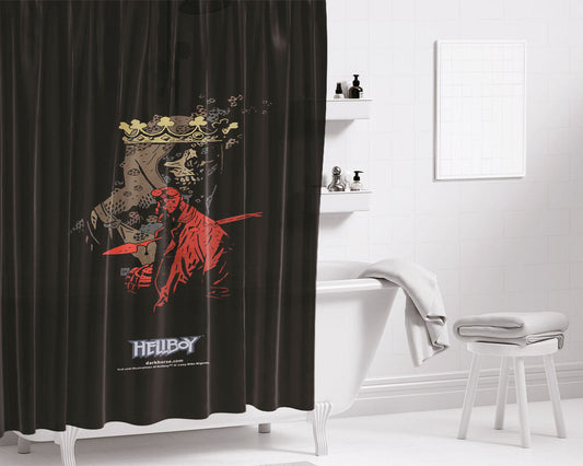 Hellboy Artwork Skull Throne Bathroom Shower Curtain Fabric Waterproof | 66 X 72 Inch