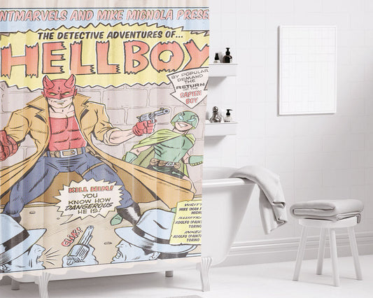 Hellboy Detective Bathroom Shower Curtain Fabric Waterproof | 66 X 72 Inch
