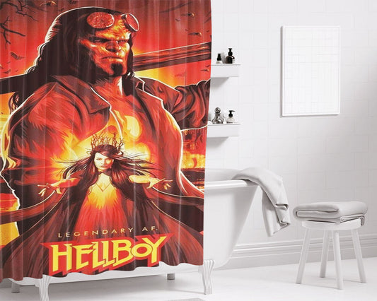 Hellboy Legendary Bathroom Shower Curtain Fabric Waterproof | 66 X 72 Inch