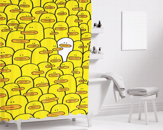 Hello Duck Bathroom Shower Curtain Fabric Waterproof | 66 X 72 Inch