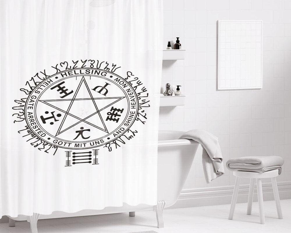 Hellsing Ultimate Logo Bathroom Shower Curtain Fabric Waterproof | 66 X 72 Inch