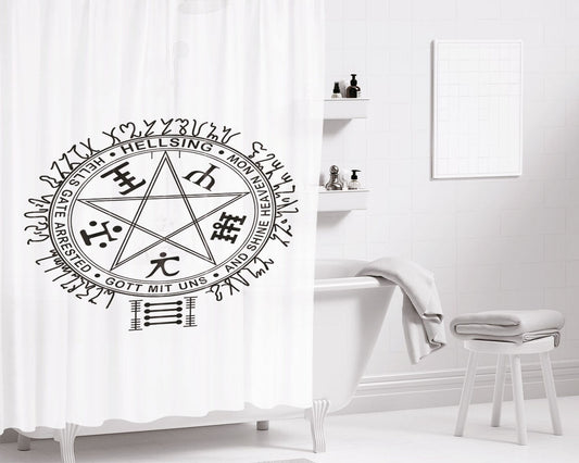 Hellsing Ultimate Logo Bathroom Shower Curtain Fabric Waterproof | 66 X 72 Inch