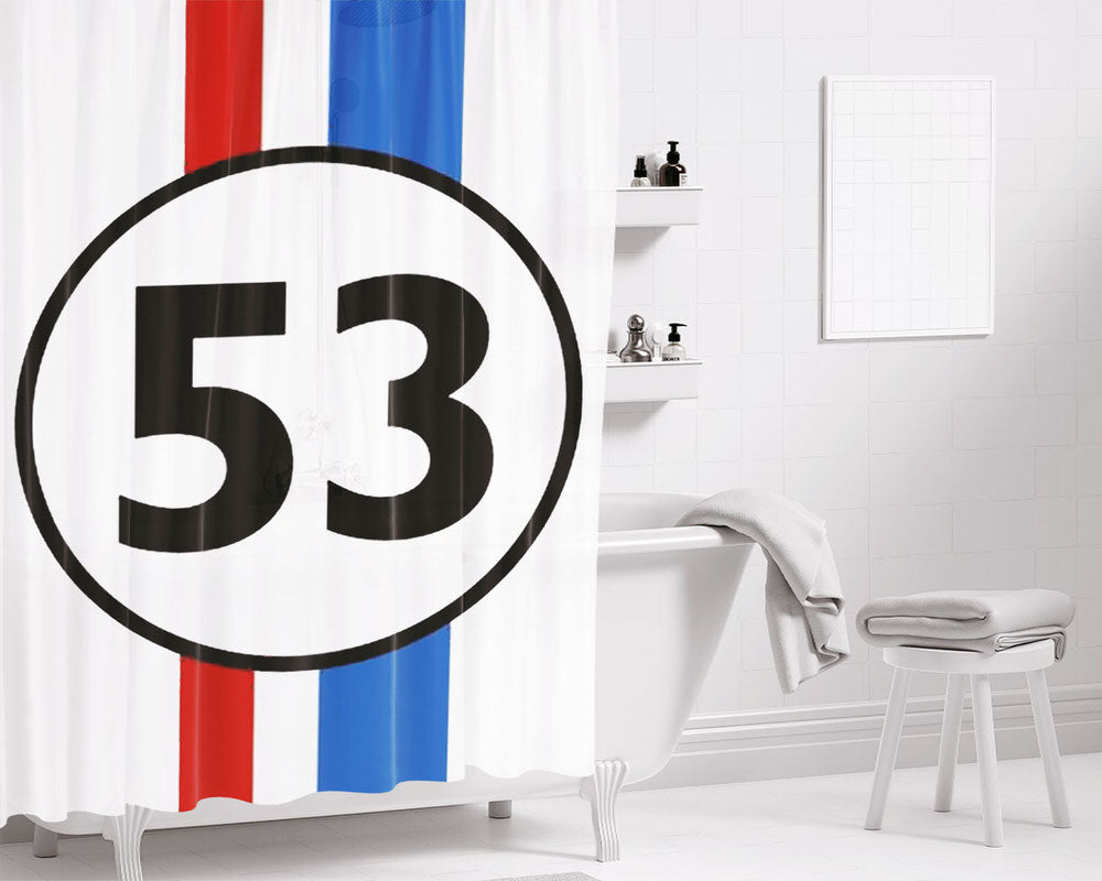 Herbie 53 Bathroom Shower Curtain Fabric Waterproof | 66 X 72 Inch