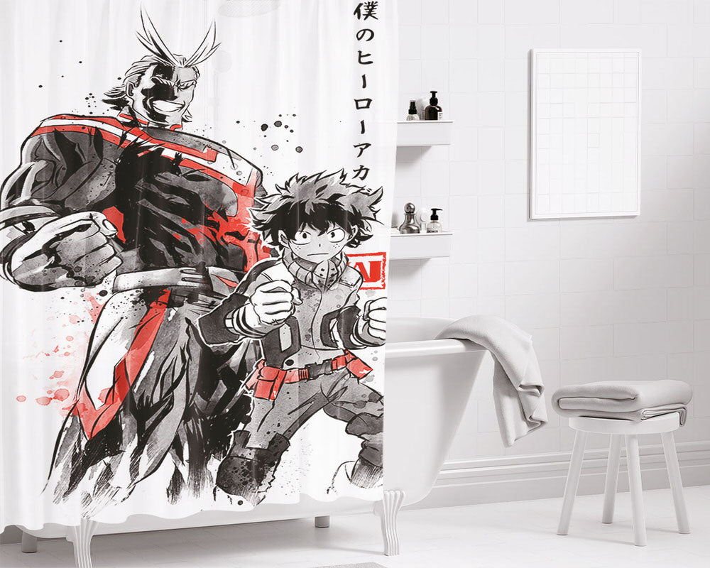 Hero Academia Sumi-E Bathroom Shower Curtain Fabric Waterproof | 66 X 72 Inch