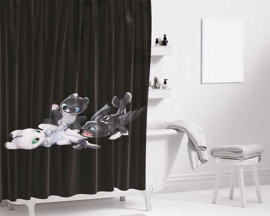Hidden World Night Lights Dragon Bathroom Shower Curtain Fabric Waterproof | 66 X 72 Inch
