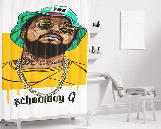 Hip Hop School Boy Bathroom Shower Curtain Fabric Waterproof | 66 X 72 Inch