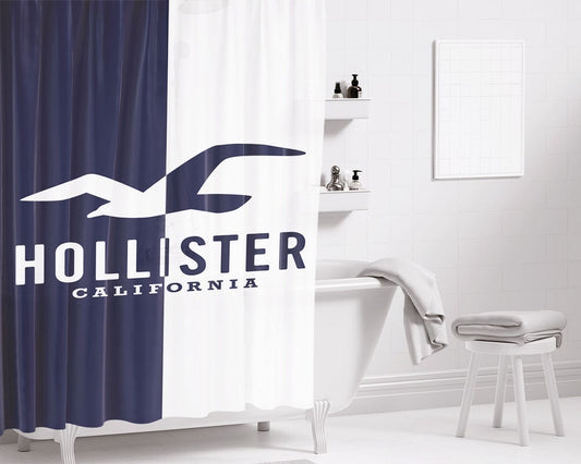 Hollister Colors Logo Bathroom Shower Curtain Fabric Waterproof | 66 X 72 Inch