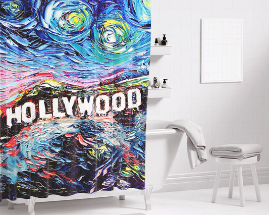 Hollywood Paint Art Poster Bathroom Shower Curtain Fabric Waterproof | 66 X 72 Inch