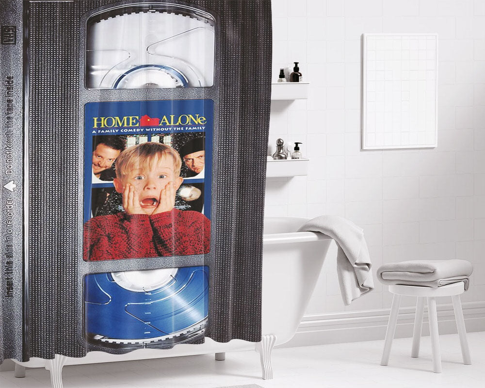 Home Alone Vhs Cassette Bathroom Shower Curtain Fabric Waterproof | 66 X 72 Inch