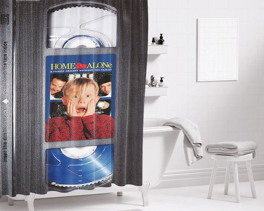Home Alone Vhs Cassette Bathroom Shower Curtain Fabric Waterproof | 66 X 72 Inch