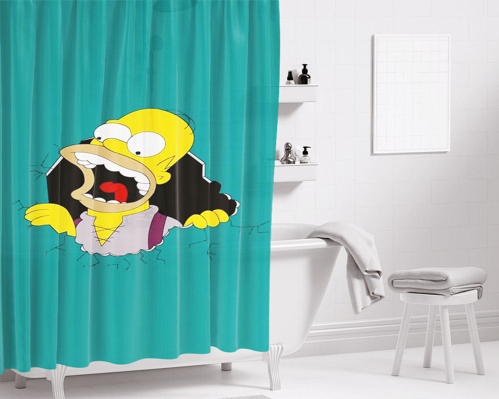 Homer Crack Bathroom Shower Curtain Fabric Waterproof | 66 X 72 Inch