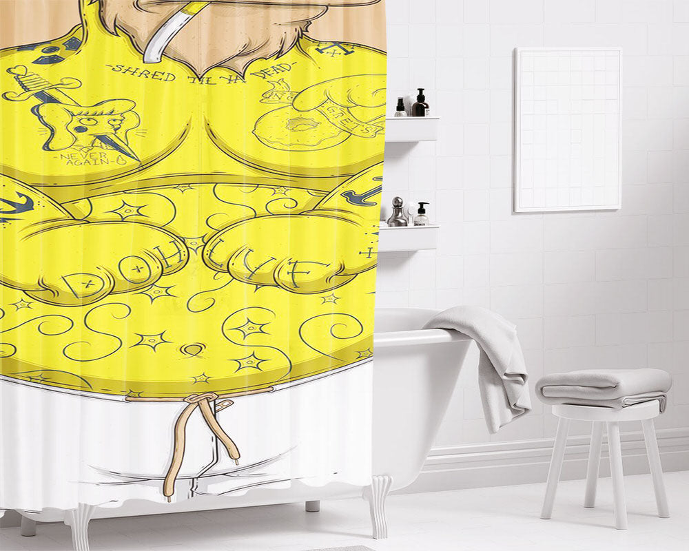 Homer Gangster Body Bathroom Shower Curtain Fabric Waterproof | 66 X 72 Inch