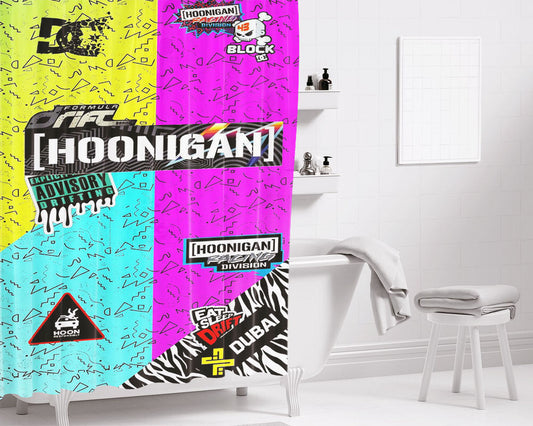 Hooningan Wallpaper Bathroom Shower Curtain Fabric Waterproof | 66 X 72 Inch