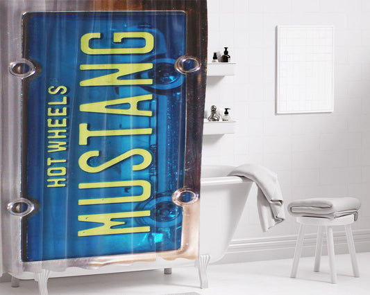 Hot Wheels Mustang Bathroom Shower Curtain Fabric Waterproof | 66 X 72 Inch