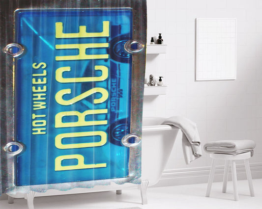 Hot Wheels Porsche Bathroom Shower Curtain Fabric Waterproof | 66 X 72 Inch