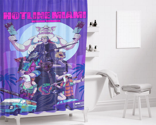 Hotline Miami The Wrong N Bathroom Shower Curtain Fabric Waterproof | 66 X 72 Inch