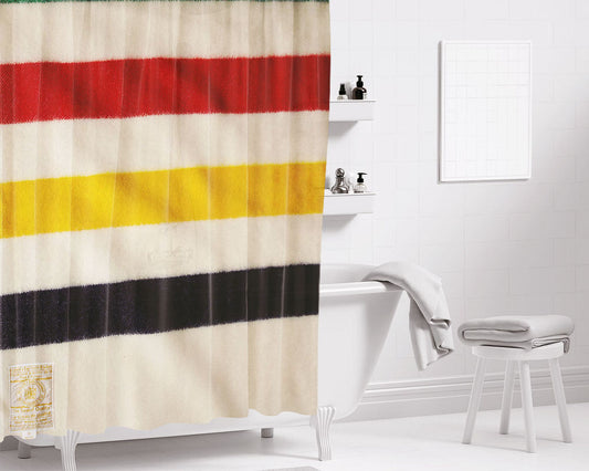 Hudson Bay Company Blanket Bathroom Shower Curtain Fabric Waterproof | 66 X 72 Inch