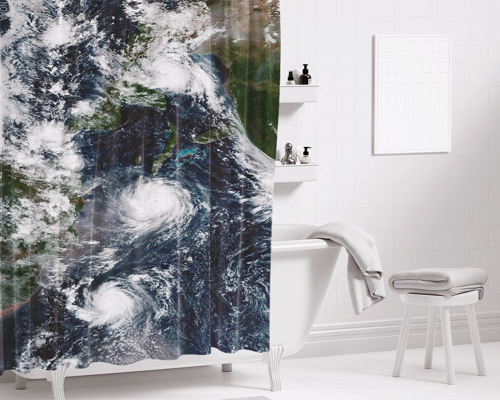Hurricane Irma Bathroom Shower Curtain Fabric Waterproof | 66 X 72 Inch