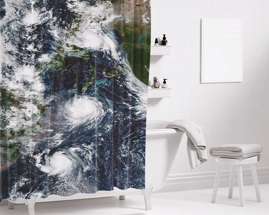Hurricane Irma Bathroom Shower Curtain Fabric Waterproof | 66 X 72 Inch