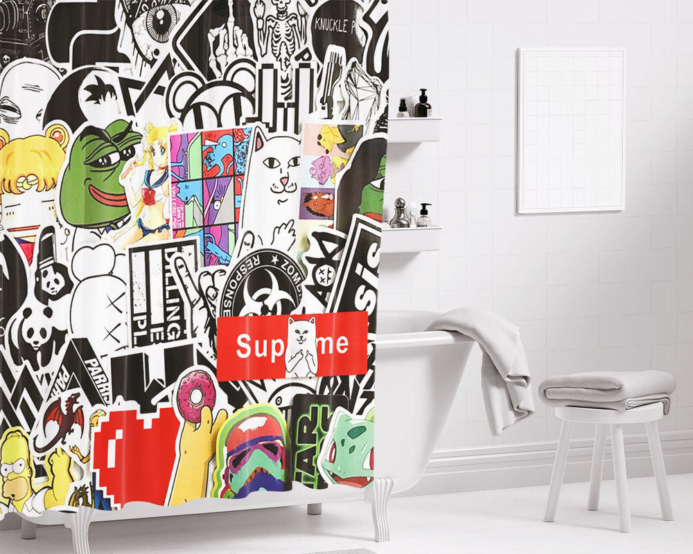 Hypeast Sticker Bathroom Shower Curtain Fabric Waterproof | 66 X 72 Inch