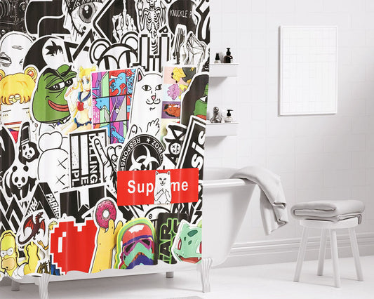Hypeast Sticker Bathroom Shower Curtain Fabric Waterproof | 66 X 72 Inch
