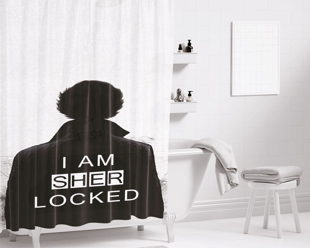 I Am Sher Locked Black Bathroom Shower Curtain Fabric Waterproof | 66 X 72 Inch