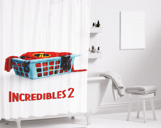 Incredibles 2 Edna Characters Silhouette Bathroom Shower Curtain Fabric Waterproof | 66 X 72 Inch