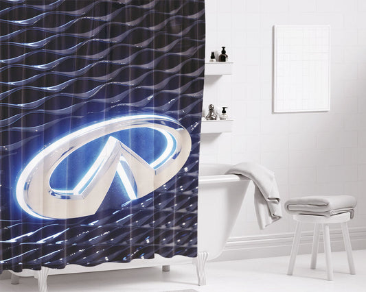 Infiniti Logo Carbon Fiber Bathroom Shower Curtain Fabric Waterproof | 66 X 72 Inch