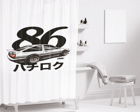 Initial D Ae86 Sprinter S Bathroom Shower Curtain Fabric Waterproof | 66 X 72 Inch