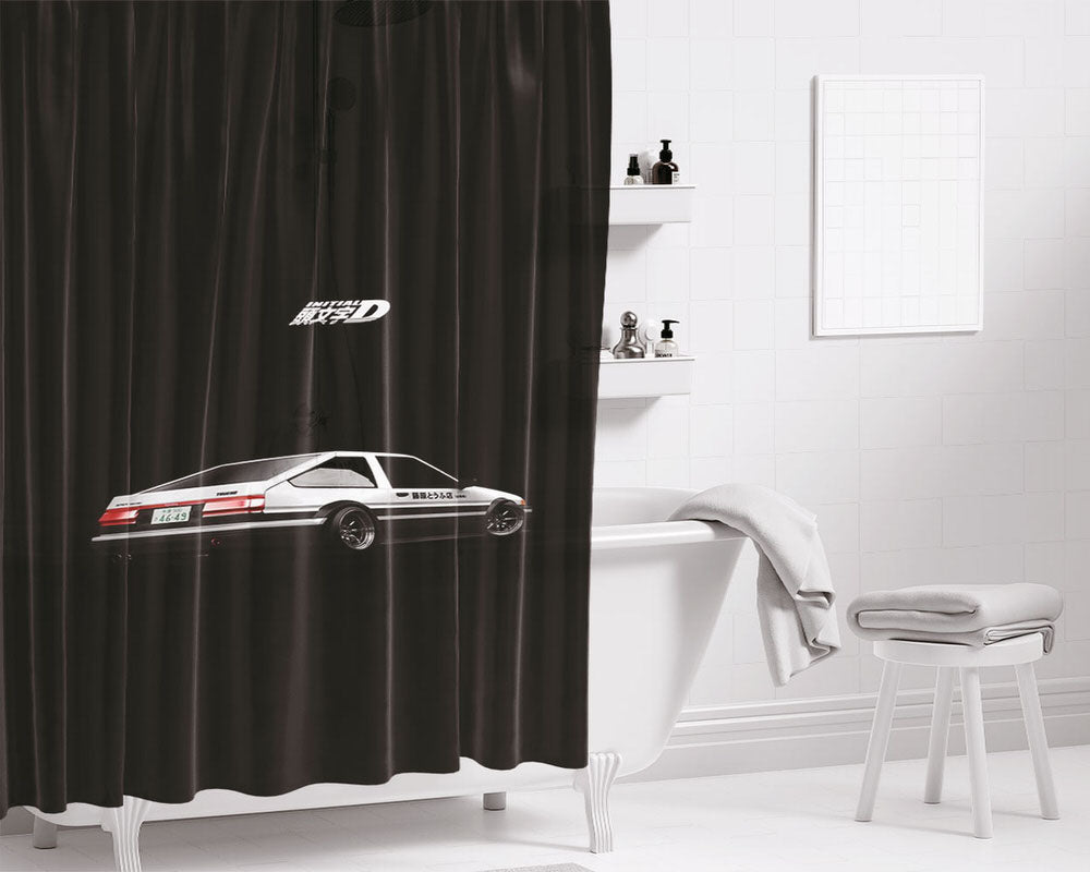 Initial D Ae86 Tofu Decal Runnin Bathroom Shower Curtain Fabric Waterproof | 66 X 72 Inch