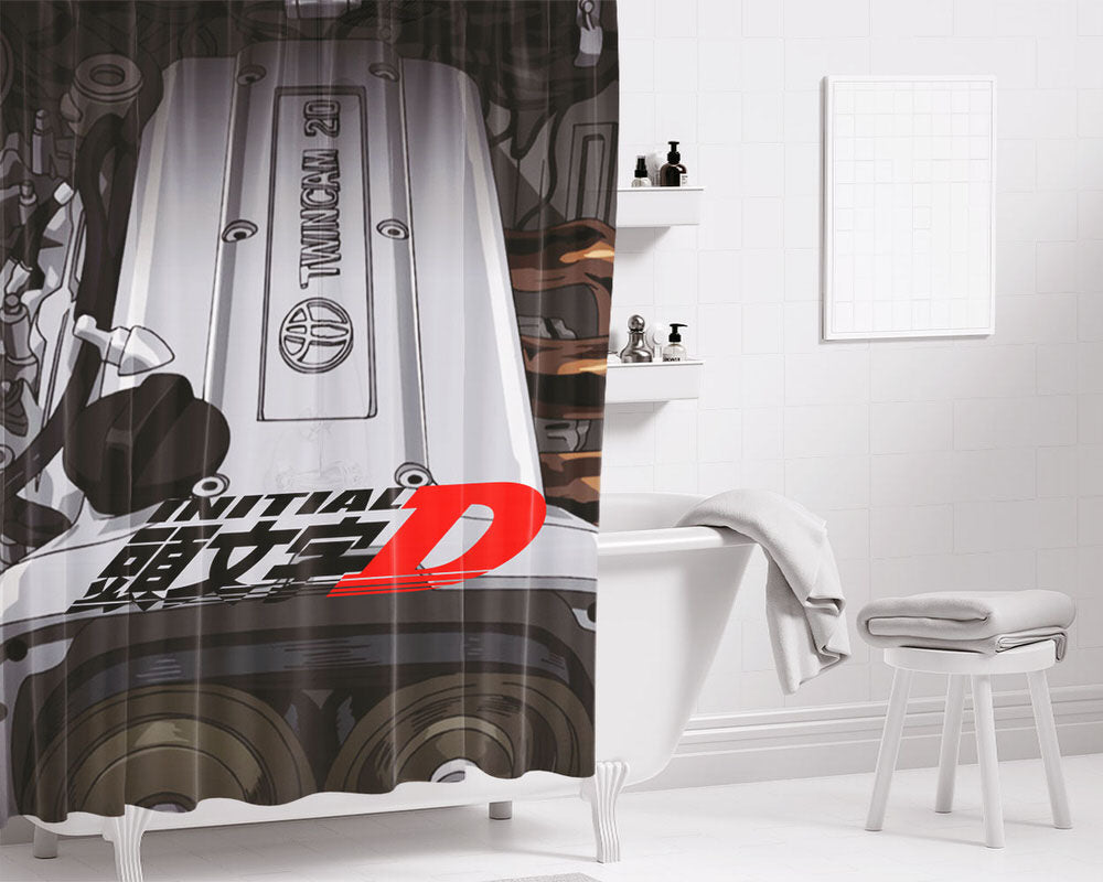 Initial D Drive Bathroom Shower Curtain Fabric Waterproof | 66 X 72 Inch