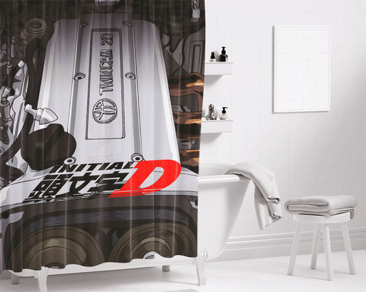 Initial D Drive Bathroom Shower Curtain Fabric Waterproof | 66 X 72 Inch