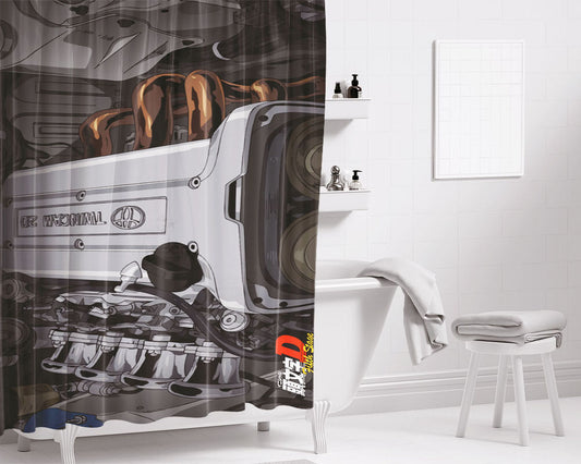 Initial D Trueno Ae86 Car Bathroom Shower Curtain Fabric Waterproof | 66 X 72 Inch