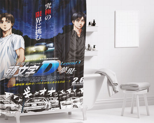 Initial D Twincam Bathroom Shower Curtain Fabric Waterproof | 66 X 72 Inch