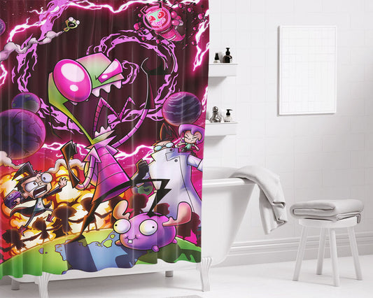 Invader Zim Art Poster Bathroom Shower Curtain Fabric Waterproof | 66 X 72 Inch