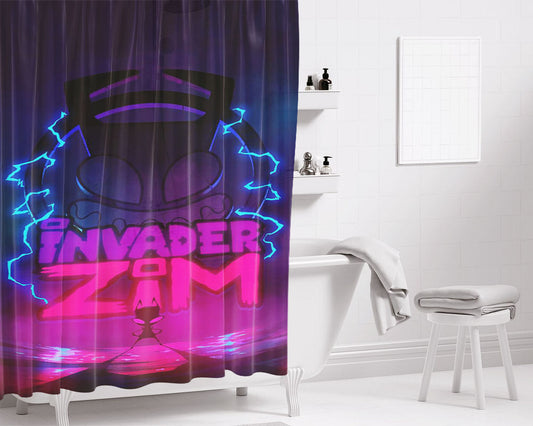 Invader Zim In Plane Bathroom Shower Curtain Fabric Waterproof | 66 X 72 Inch